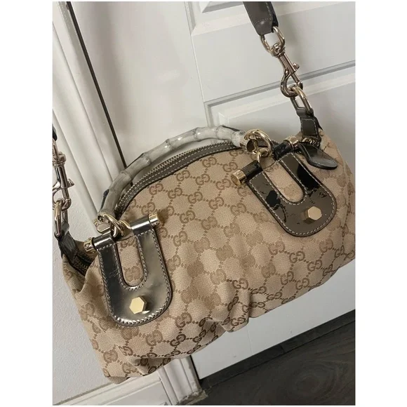 Authentic GUCCI Brown GG Monogram Shoulder Crossbody Bag - Picture 1 of 17